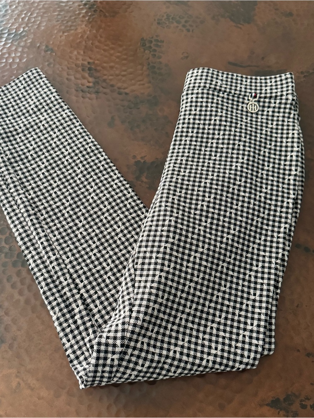Tommy Hilfiger‎ Women’s Black and White Gingham Dress Pants Size 8 Plaid Tweed